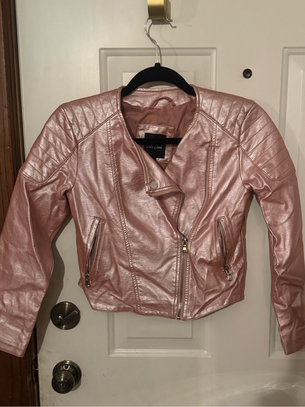 Me Jane Girls Rose Gold Metallic Moto Jacket 

Size 12
